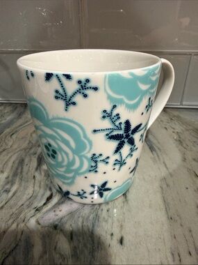 Monsoon Aqua and Navy Floral Porcelain Mug